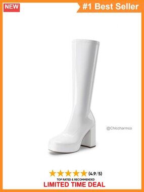 Women's Knee High Chunky Heel Platform Boots Faux Leather Side Zip Gogo Boots